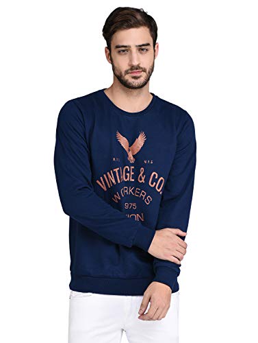 Image of Rigo Fleece Printed Round Neck Sweatshirt for Men | Full Sleeves Sweatshirt for Men | Casual Wear & Stylish Sweatshirts for Men