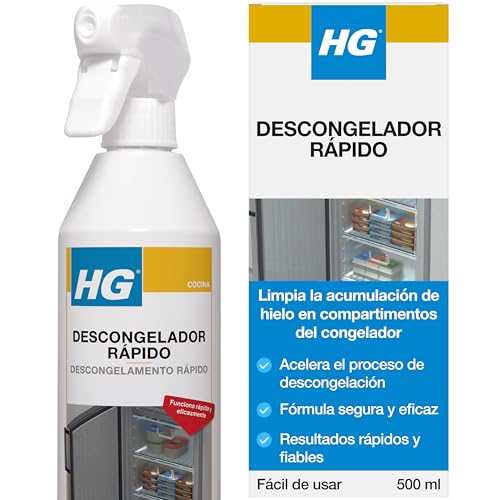 HG Descongelador en Aerosol Rápido para Descongelar Congeladores y Quitar el Hielo con Espray – 500 ml, El embalaje puede variar
