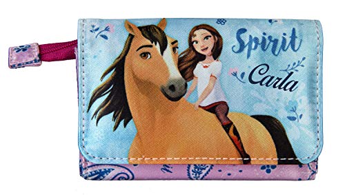 Geldbeutel mit Namen | Motiv Pferde inkl. Namensdruck für Mädchen | Bedrucken & Personalisieren | Geldbörse Kindergeldbeutel Klettverrschluss Münzfach Cover
