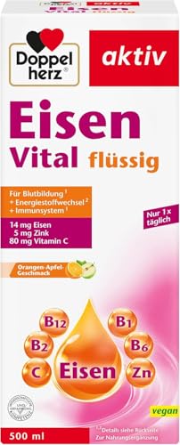 Doppelherz Eisen Vital Eisen unterstützt die normale Funktion des Immunsystems und trägt zur normalen Bildung der roten Blutkörperchen bei 500 ml