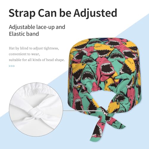 Image of Working Cap Scrub Cap with Sweatband Adjustable Unisex Women Tie Back Hat Nurse Surgical Caps