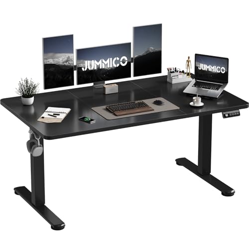 JUMMICO Höhenverstellbar Schreibtisch 140 x 60 cm Standing Desk Elektrischer Schreibtisch Höhenverstellbar mit Memory-Funktion,Schwarz