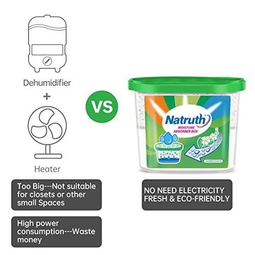 NATRUTH Moisture Absorber boxes, Jasmine 800ml(6 PACKS)*12.5OZ Closet Dehumidifier, Eradicate Odor Moisture Absorbers Bucket, Humidity Absorber,Dehumidifier for Closet,Bathrooms, Kitchen & Boats