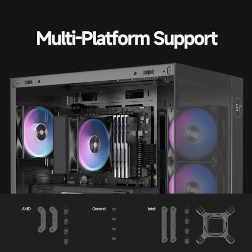 Image of Delta A40 ARGB CPU Air Cooler,120mm Hydraulic Bearing Silence PWM Fan, UP to 2000 RPM, 4 Copper Heat Pipes,TDP 220W,ARGB PC Cooler Fan for AMD AM4 /AM5,Intel LGA 115X /1200 /1700 /1851,BK