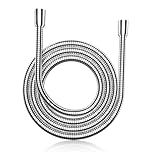 MEKO Shower Hose 2m, Stainless Steel Leakproof Shower Hoses，Replacement 16mm (Outer)/14mm(Inner) Large Bore Universal Standard G1/2" High Pressure Resistance, Anti-Explosion & Anti-Kink Hose (Silver)