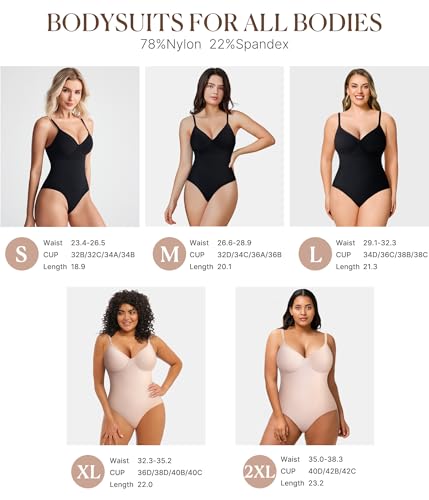 Image of BRABIC Shapewear Bodysuits for Women Tummy Control Shapewear Seamless Backless V-Neck Tops with Built-in Bra