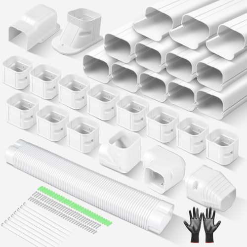 Image of Mini Split Line Set Cover: 3 Inch 15.5Ft DIY Decorative Outdoor PVC Tubing Cover Kit for Mini Split, Air Conditioner, Central AC and Heat Pumps