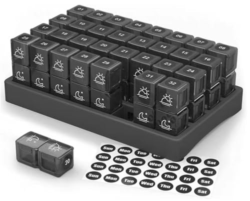 ピルケース お薬ケース 薬収納ケース 薬ケース 薬ポーチ 1ヶ月錠剤保管用 1日2回 大容量 小型 朝夜 小分け 薬入れ 31日用 飲み忘れ防止 コンパクト薬箱 密閉サプリメントケース 持ち運びやすい 習慣薬箱 高齢者 携帯用 旅行用 (A)