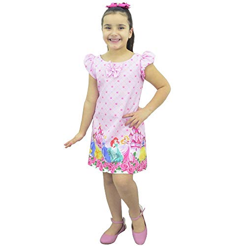Vestido Princesas da Disney - Tubinho trapézio Rosa