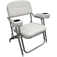 Wise 3367-784 Offshore Series Deluxe Folding Deck Chair with Stainless Steel Cup Holders, Brite White