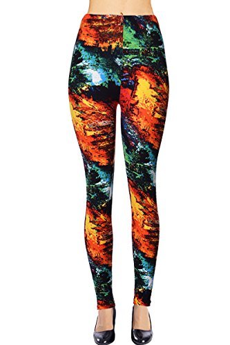 VIV Collection One Size Fashion Print Leggings, Nature