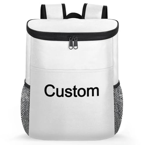 CHdoomuu Mochila personalizada personalizada com impressão de alta resolução, mochila personalizada de camada dupla com compartimentos para homens e mulheres - Mochila Ice Bag (branca),