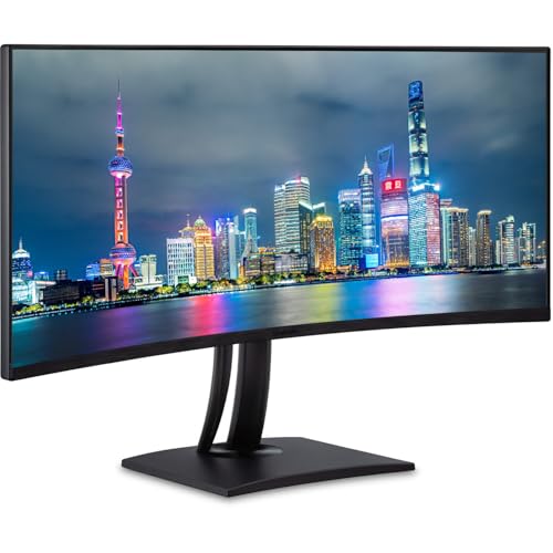 Image of ViewSonic VP3456a 34-inch Curved 2K UWQHD Premium Monitor, 2-Pack Bundle with ColorPro, Full Dock, HDMI, DisplayPort, USB Hub, Ethernet, Integrated Speakers, Desk Mount Dual Monitor Stand