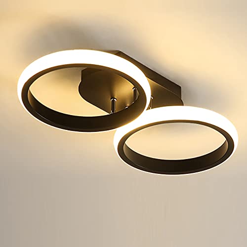 Lampe LED Cercle Noir Simplicité Nordique Mode Plafonnier pour Escaliers Plafonnier Couloir Entree Allée de la Chambre Lumière Blanche Froide Lumière Chaude 20W (Lumière chaude) Cover