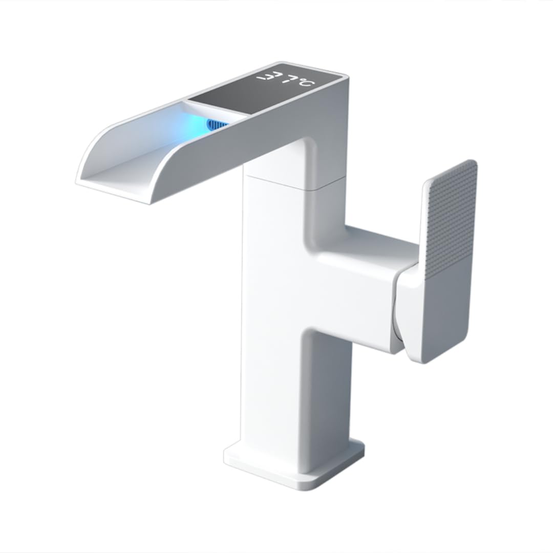 Grifo de lavabo mezclador con pantalla digital y rotación de 360 grados