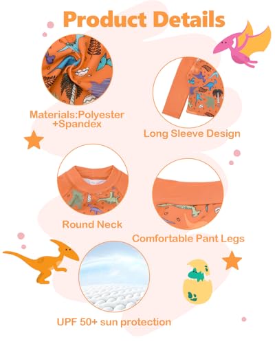 Image of ALVA 2 Pcs Long Sleeve Rash Guard Swim Diaper Sets, Baby Toddler Swimsuit UPF 50+ Sun Protection for Boy and Girl