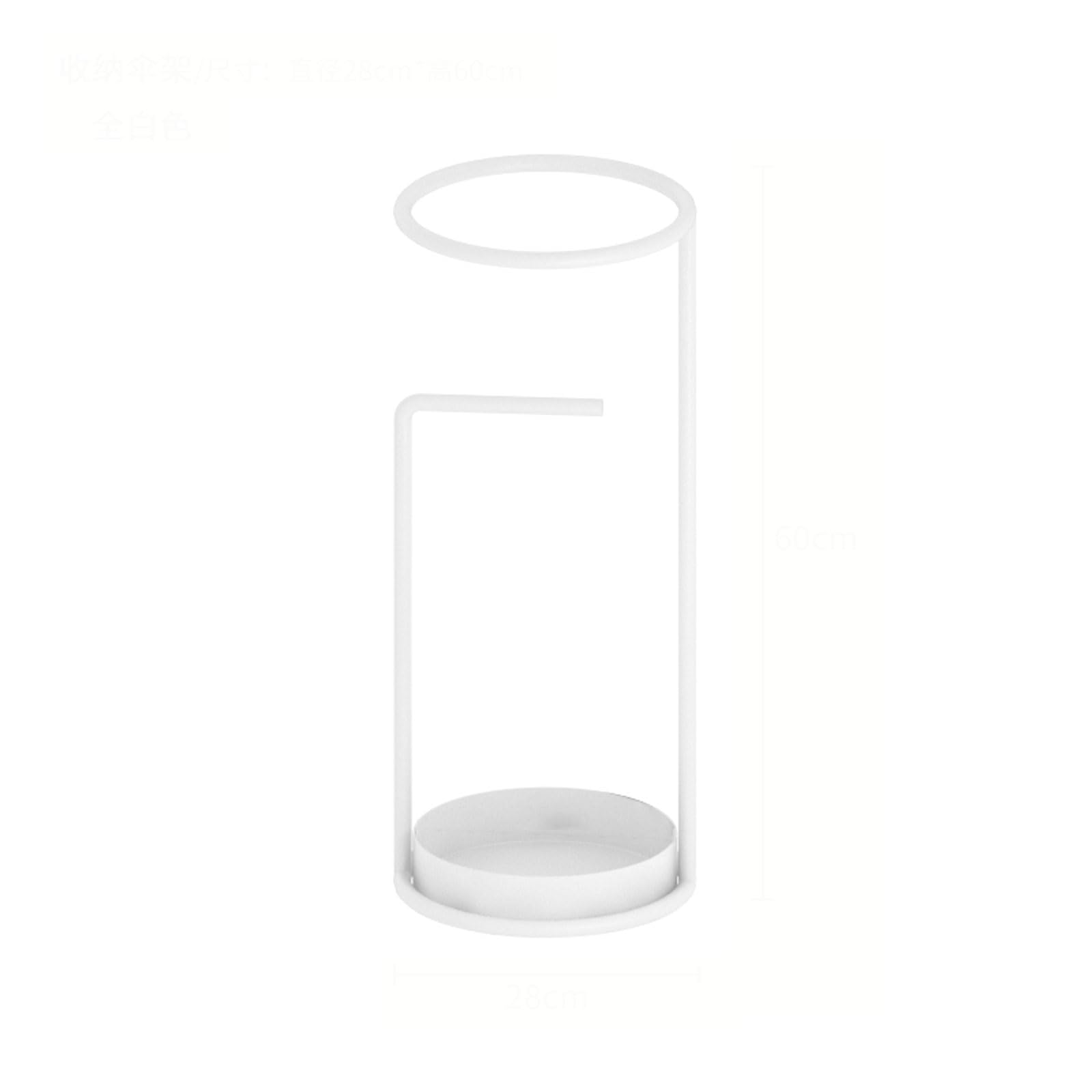 Porte-parapluies en métal support décoratif blanc de 28 x 60 cm avec bac récupérateur