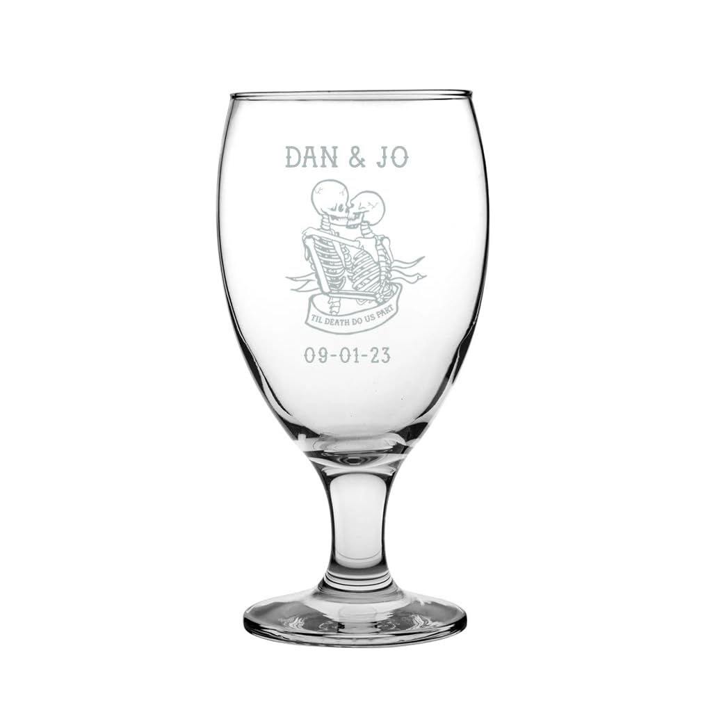 Personalised Engraved Tulip Beer Glass – Custom Name, Message or Logo – Pint Glass Gift for Mum, Dad, Birthdays, Christmas, Father’s Day – Custom Beer Glass 400ml (TILL DEATH ANNIVERSAR)