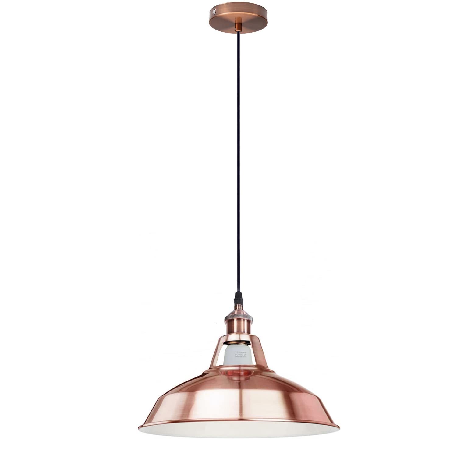 DC Voltage Single Indoor Copper Ceiling Pendant Light 30cm Fitting Industrial Loft Suspension E27 Lighting for Bedroom, Hall, Dining Room, Lounge
