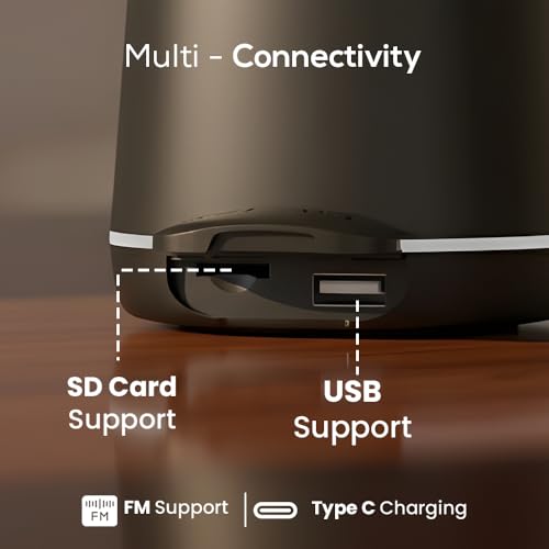 Image of Toreto Wave Mini 8W Portable Bluetooth Speaker with Selfie Remote | RGB Lights, TWS, USB TF Support, Type-C Charging, Carry Lanyard, 4 Hrs Playtime