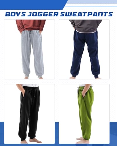 Chuarry 5 Pack Boys Sweatpants Youth Jogger Kids Lightweight Fleece Active Athletic Pants with Zipper Pocket Drawstring3