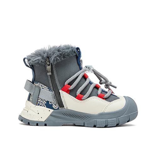 Kids Winter High-Top Sneakers, Pink Plush-Lined, Non-Slip Rubber Sole, Easy Hook and Loop4
