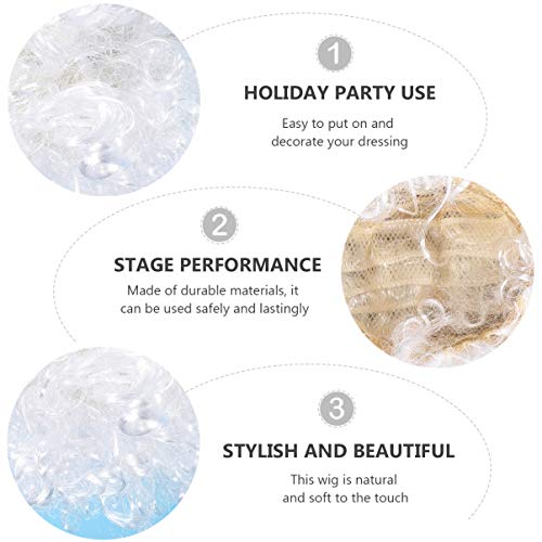 FRCOLOR Palhaço Branco Peruca Curta Afro Peruca Cabelo Encaracolado Anos 70 Anos 80 Peruca Disco Cos