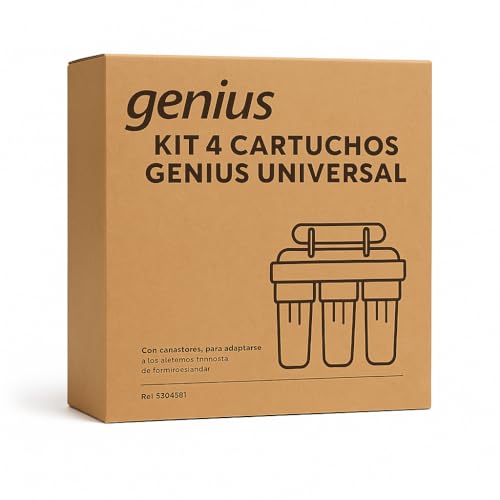 ATH GENIUS Kit de 4 cartuchos de substituição universal para osmose reversa, inclui conectores e acessórios de montagem, água pura e segura em casa