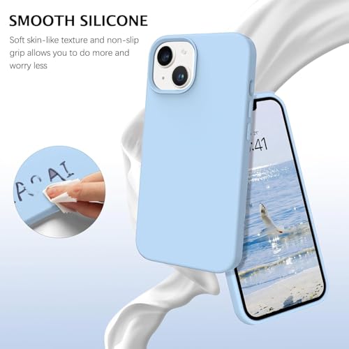 Image of DIZORO Microfiber Candy Case Compatible for iPhone 13 / iPhone 14 6.1 Inch Shockproof Slim Back Cover Liquid Silicone Case - ICE Blue