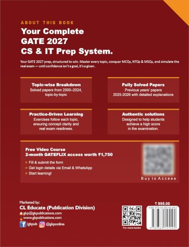 Image of GATE 2027 Computer Science & Information Technology | Topic-wise Previous Year Solved Papers (2000-2026) | 27 Years PYQ with Detailed Solutions | MCQs, NTQs & MSQs | GATE CS IT Topicwise Question Bank