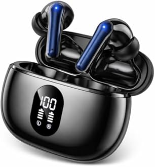 ZZU Wireless Earbuds, 2025 Ear Buds with Big Bass Stereo Sound, Lightweight Bluetooth Earbuds with 48 Hours Playtime, in-Ear Fit Earphones, IPX7, Hands-Free Calls with AI for iPhone, Android, Pad