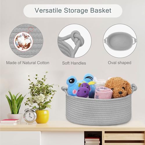 Image of COMSE Small Gift Basket Empty with Bag & Ribbons, Solid Cool Gray