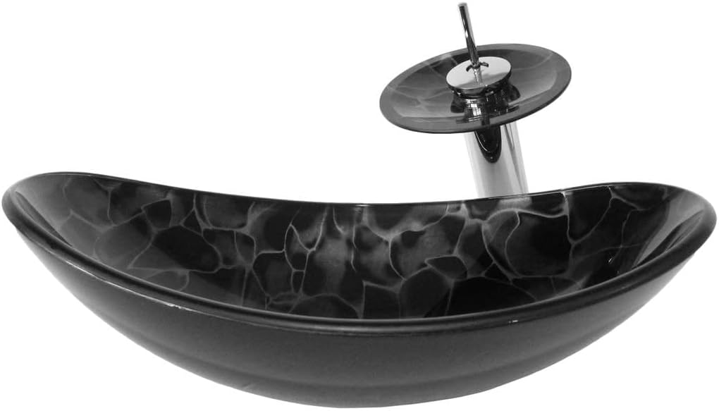 Miseno MSET0128031001 Hand Painted 21-1/2" Glass Vessel Bathroom Sink with Single Hole Bathroom Faucet and Pop-Up Drain Assembly - Polished Chrome