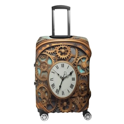 Rusty Steampunk Clock Luggage Cover Tsa Approved Suitcase Covers for Luggage Elastic Washable Suit Case Covers Anti-Scratch Travel Luggages Sleeve Suitcase Protector Fits 19-30 Inch Case(M)4