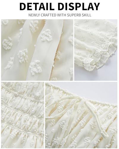Image of 2025 Women Summer Plus Size Dresses Swiss Dot Puff Sleeve Square Neck Smocked Beach Vacation Flowy Tiered Dress