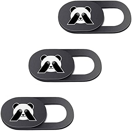 Webcam Cover, Laptop Camera Cover Slide for Desktop, Pc, Tablet, Phone, Fits Most ipad, iPhone, MacBook pro, Mac Air, Surface Pro – Ultra Thin 0.7mm Computer Camera Cover - Cute Panda Covers (3 Pack)