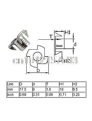 Lilianos 20Pcs 4 Prongs Zinc Plated T-Nut Tee Nut Fixing Fastener M10 x 17mm