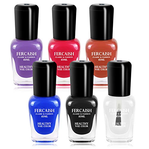 Fercaish New Non Toxic Nail Polish Set Easy Peel Off Quick Dry Eco Friendly Water Based Nail Polish for Girls Women and Teens (6 Bottles/10ml)