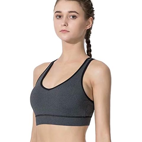 LULUWINGX Women Medium Impact Sports Bra V Neck Racerback Supportive Wireless Padded Bra for Yoga Running Training Fitness Everyday Use(XX-Large) Cover