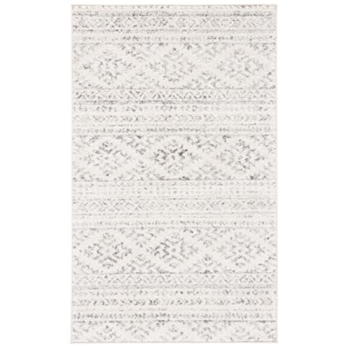Safavieh Boho Chic Indoor Woven Accent Area Rug, Tulum Collection, TUL272, in Ivory/Grey