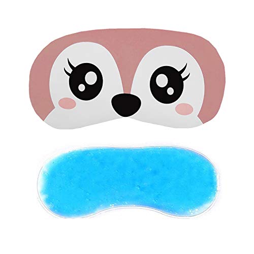Image of Jenna Cute Gel Sleeping Eye Shade Mask Cover for Insomnia, Meditation, Puffy Eyes and Dark Circles PuppyEyes Pink