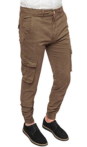Pantalon cargo homme slim fit Evoga brun tabac taille 50 avec poches