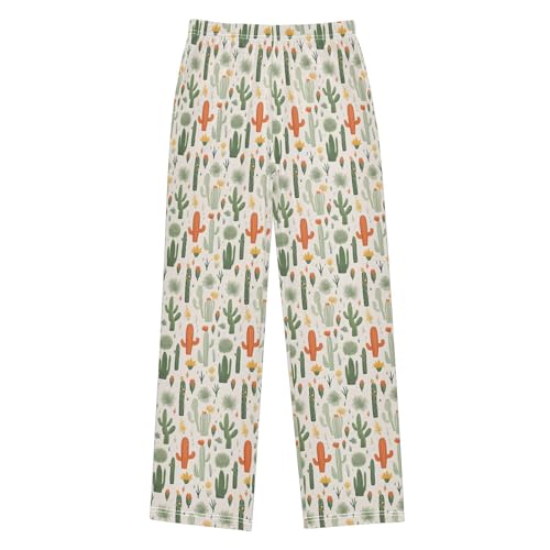Cactus Plant Long Pajama Pants Elastic Waist PJ Bottoms with Pockets S A1132432