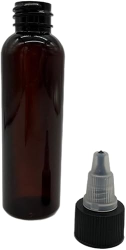 Miniatura 3 de Natural Farms Botellas Cosmo ámbar de 2 onzas sin BPA, paquete de 24 recipientes vacíos recargables, aceites esenciales, cabello, tapa de apertura y