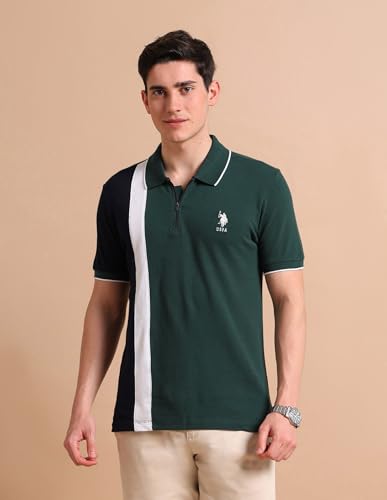 Image of U.S. POLO ASSN. Slim Fit Polo T Shirts for Men - 100% Cotton, Half Sleeves Mens Tshirt