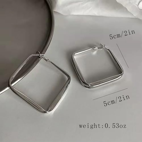 Vintage Geometric Square Earrings for Women Large Hollow Square Hoop Earrings Statement Earrings Long Dangle Earrings Personalized Chunky Fashion Bold Earrings Jewelry4