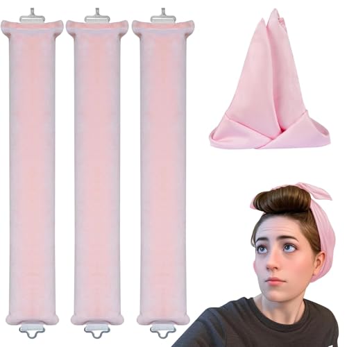 Flenza Satin Heatless Curler Set - Heatless Curls Overnight,Soft Curls & Frizz-Free Styling,Velvet Rollers with Satin Hair Scarf Overnight Heatless Curling Set for All Hair types