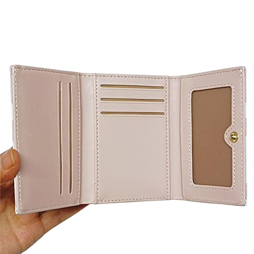 Mozxirz Women Girls Wallet Cute Cow Print Tri-Fold Wallet Pu Leather Purse Slim Small Short Wallet Cartoon Trifold Cash Card Holder Bag (Pink Cow) #TOP3