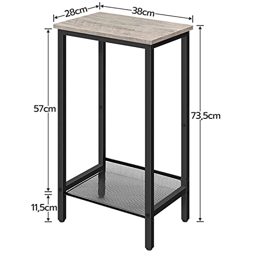 HOOBRO Mesa Auxiliar Alta, Mesita de Noche, Mesita de Teléfono de Estilo Industrial con Estante Metálico Ajustable, Adecuada para, Pasillos de Oficinas, Salas de Estar, Greige EBG03DH01 - imagen 3