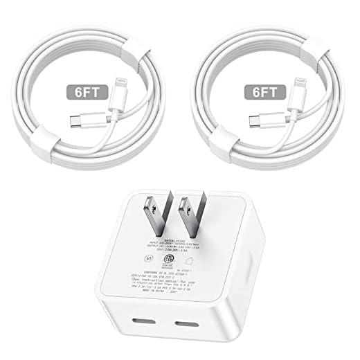 iPhone 14 13 Charger Fast Charging Apple MFi Certified Dual USB-C Port Power Adapter with 2Pack 6FT USB-C to Lightning Cable for iPhone14 Pro Max/13 Plus /12/11 Mini/iPad Pro Wall Block